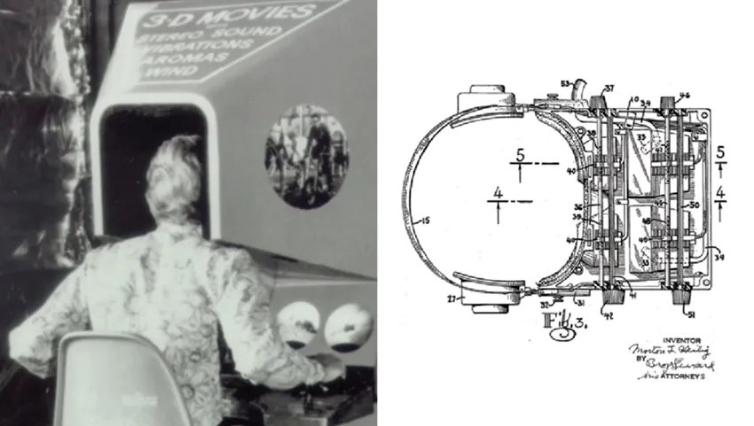 El “Sensorama”, creado en 1957 por Morton Heilig, una de las primeras aproximaciones al concepto de VR. Heilig también patentó en 1960 la “Máscara Telesférica”, con un diseño increíblemente similar al hardware contemporáneo.